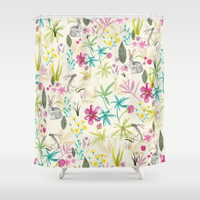 Bunnies in the forest Shower Curtain