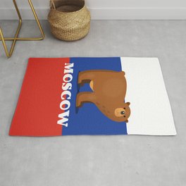 Moscow Bear and flag travel poster. Rug