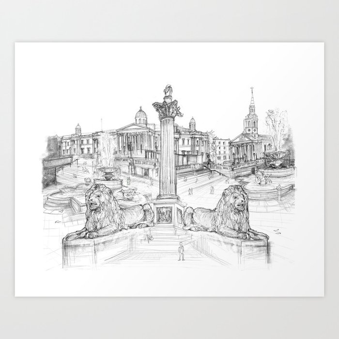 London Landmarks - Trafalgar Square Art Print