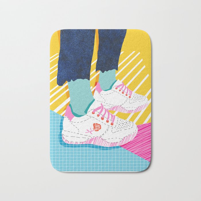 Butter - throwback 80s style vibes shoes fashion sneakers 1980's trend memphis art Bath Mat