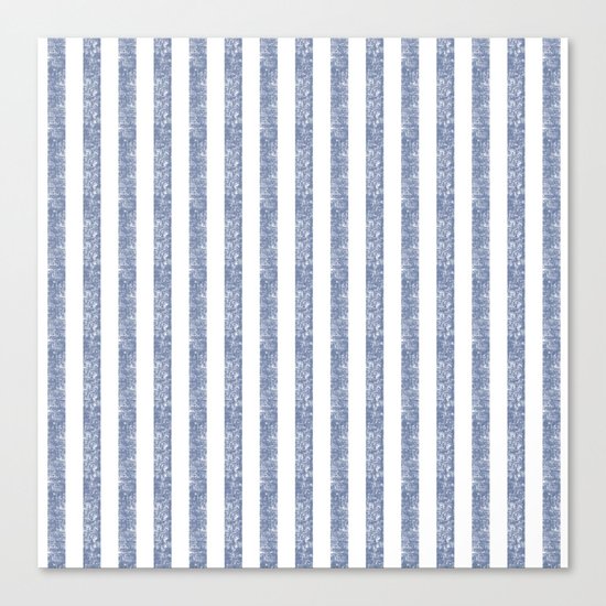 Maritime Beach Pattern- Blue and White Stripes- Vertical - Canvas Print