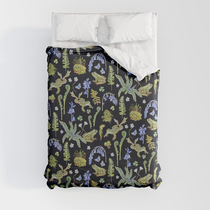 Frolicking Frogs and Ferns Duvet Cover