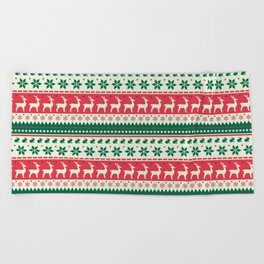Christmas Pattern Knitted Stitch Deer Snowflake Beach Towel
