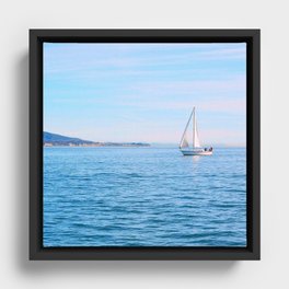 Blue Sailing Framed Canvas