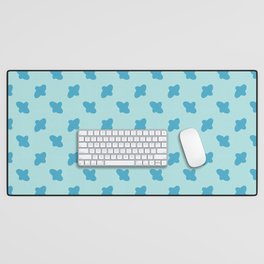 Vector cross embroidery blue stitches aligned on blue background, seamless pattern Desk Mat