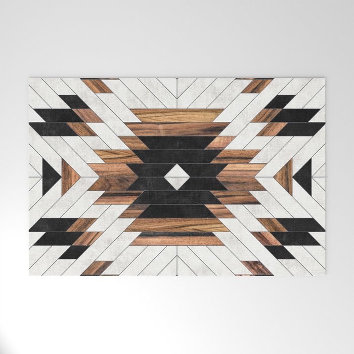 Urban Tribal Pattern No.5 - Aztec - Concrete and Wood Welcome Mat