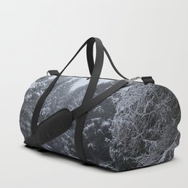Winter Snow Scene in a Scottish Highlands Pine Forest Duffle Bag