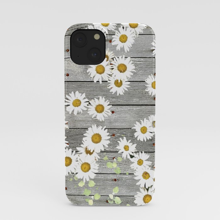 Daisies Scattered on a Wooden Floor iPhone Case