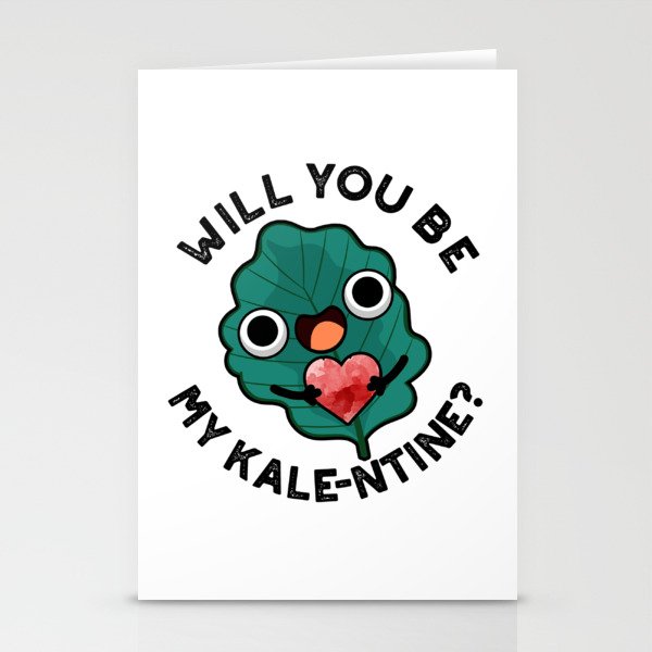 Will You Be My Kale-entine Cute Veggie Kale Pun Stationery Cards