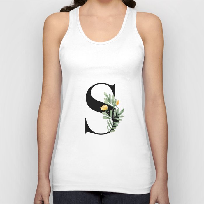 S Floral Letter Initial Tank Top