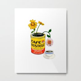 El Café - Coffee Loteria Card no 2 / white background Metal Print | Coffeeart, Coffee, Flowers, Latina, Cafe, Mexicancoffee, Latinaart, Floral, Cuban, Mexican 