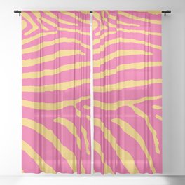 Zebra Wild Animal Print 268 Pink and Yellow Sheer Curtain