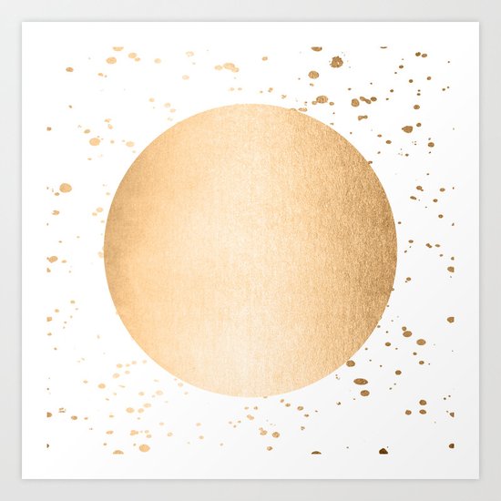 Sun Paint Spatter in Orange Sherbet Shimmer Art Print