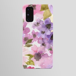 Pink Purple Watercolor Flowers Android Case