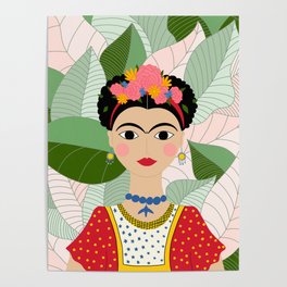Frida Kahlo Portrait Digital Draw Poster