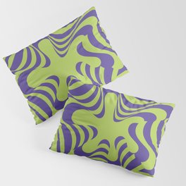 Abstract Groovy Retro Liquid Swirl Purple Green Pattern Pillow Sham