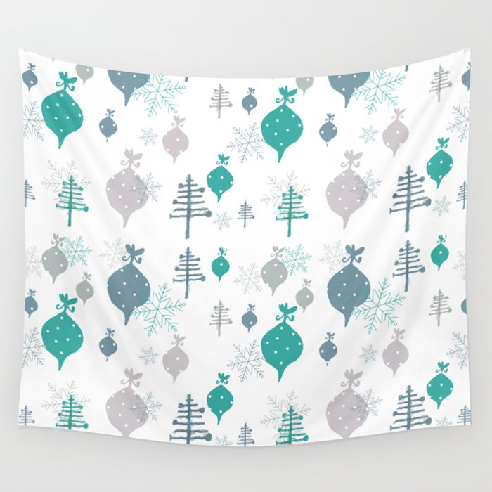 Christmas white ornaments Wall Tapestry