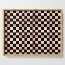 Black and Beige Checker Pattern Serving Tray