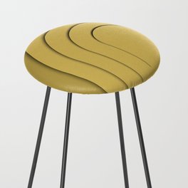 Minimal Yellow Gold Zen Lines Curvature Counter Stool