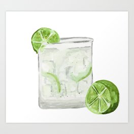 Watercolor Cocktail : Gin and Tonic Art Print