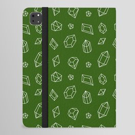 Green and White Gems Pattern iPad Folio Case
