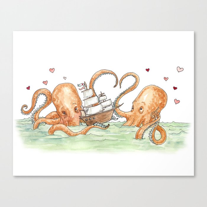 Octopus Valentine  Canvas Print
