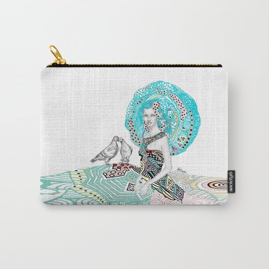 Paris Floral Girl Love Birds Carry-All Pouch