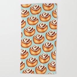 Cinnamon Roll Pattern - Blue Beach Towel
