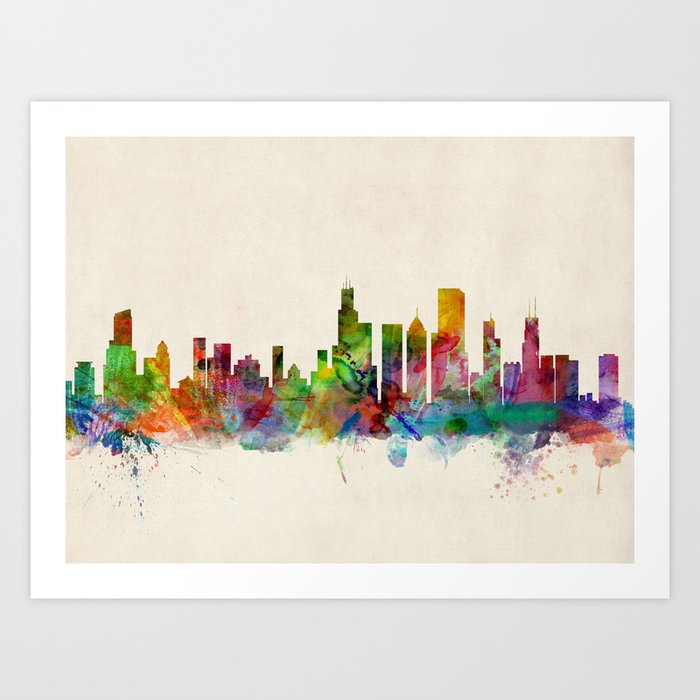 Chicago City Skyline Art Print