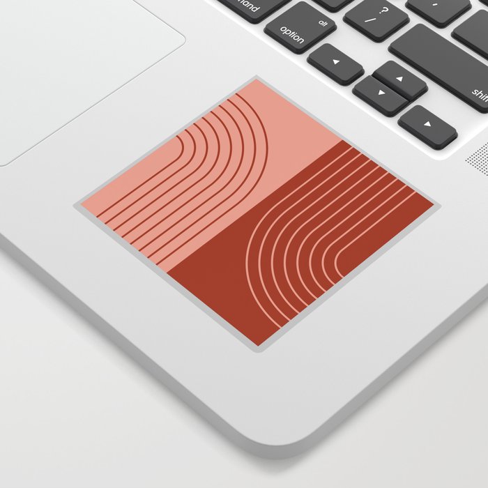 Abstract Geometric Rainbow Lines 18 in Rose Gold Brown Red Sticker