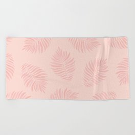 Palm Leaves Falling on Pink Beach Towel