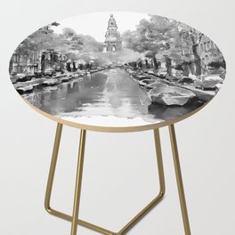 Amsterdam Canal 2 Black and White Side Table