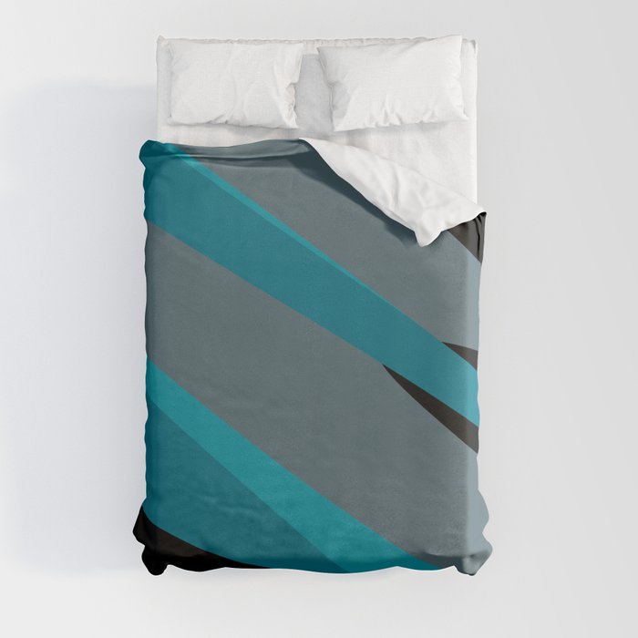 Turquoise gray and black camo abstract Duvet Cover