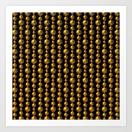Bead Pattern, Gold & Black Art Print