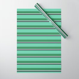 [ Thumbnail: Aquamarine, Sea Green, Lavender, and Black Colored Striped/Lined Pattern Wrapping Paper ]