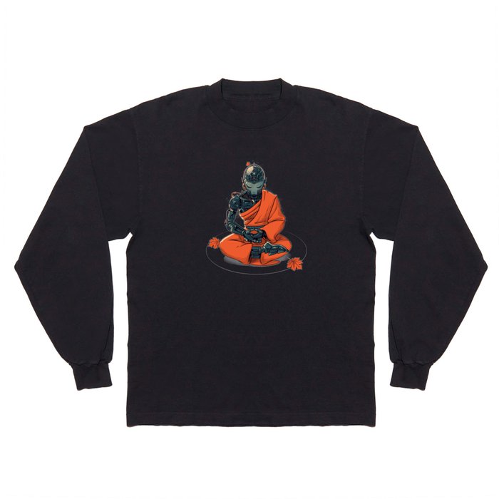 Meditation Robot Monk by Tobe Fonseca Long Sleeve T Shirt