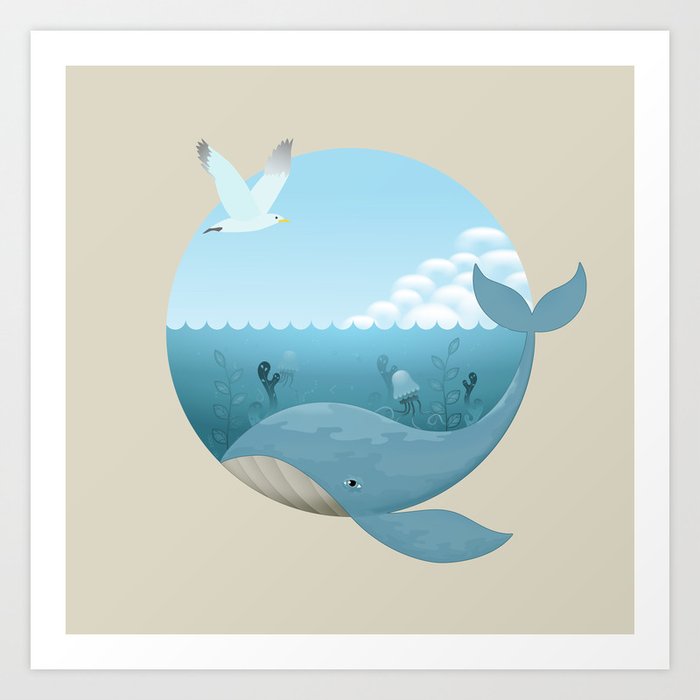 Whale & Seagull (US and THEM) Art Print