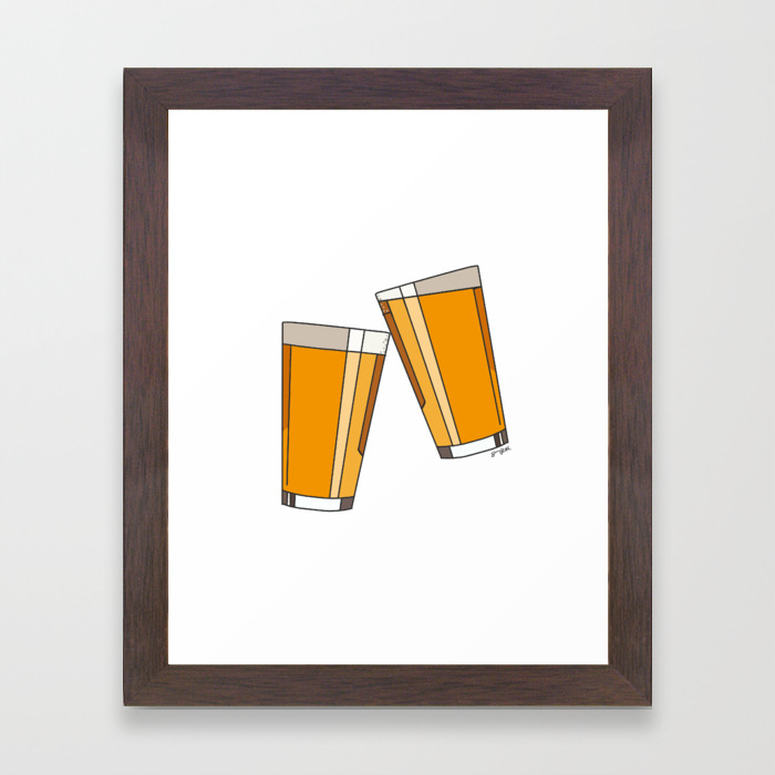 Beer Cheers Happy Hour Adult Beverages Hand Drawn Digital Art Print Framed Art Print By Sarapimental Society6