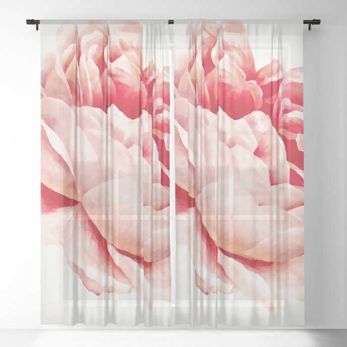 Watercolor Rose Blossom Sheer Curtain