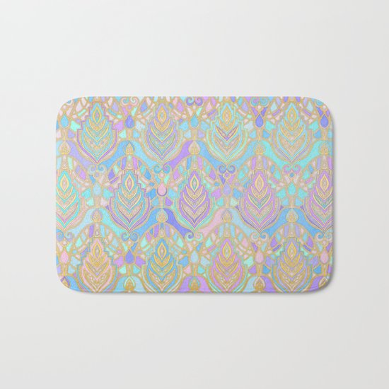 Jade & Blue Enamel Art Deco Pattern Bath Mat