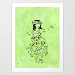 The Hula Kahiko of Laka  (traditional hula dancer in grass skirt) Art Print