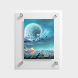 Blue Moonlit Night Floating Acrylic Print