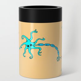 Cute neuron brain cell biology pop art illustration Can Cooler
