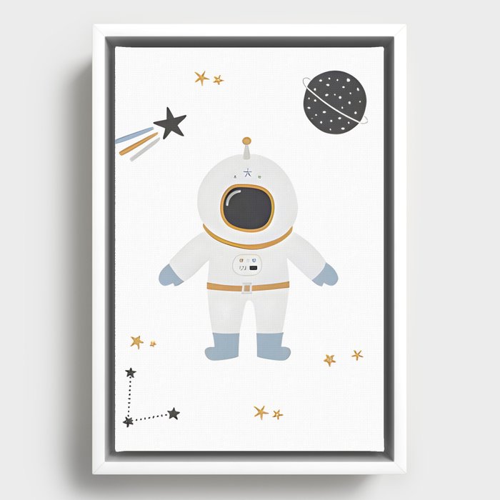 Little astronaut, Nursery Art, Baby room decor Framed Canvas