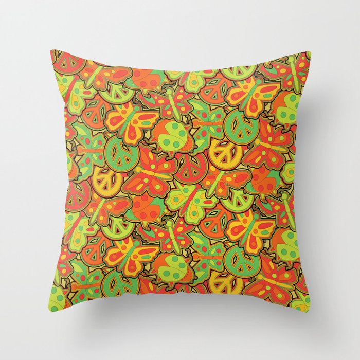 Peace Love and Ladybugs Throw Pillow