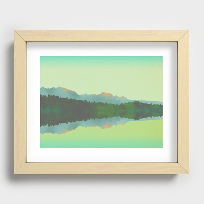 Lake Morning - Green Recessed Framed Print