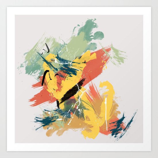 Intuitive Conversations, Abstract Mid Century Colors Art Print