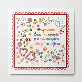 Valentines Gift or Lenço dos Namorados Metal Print | Valentines, Cupid, Conquest, Amor, Vintage, Presente, Lover, Portugal, Passion, Retro 