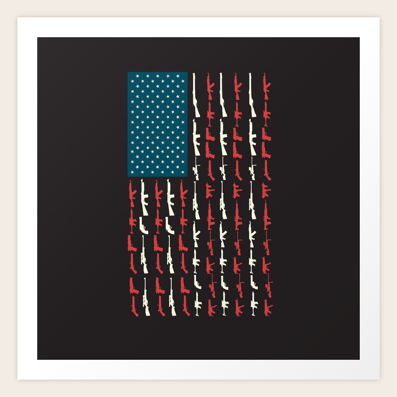 Usa American Flag Weapons Rifles Hand Gun Patriotic Military Art