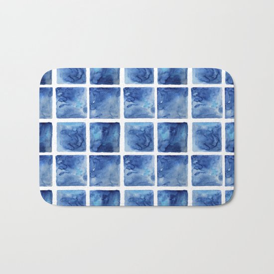 Watercolor mosaic Bath Mat